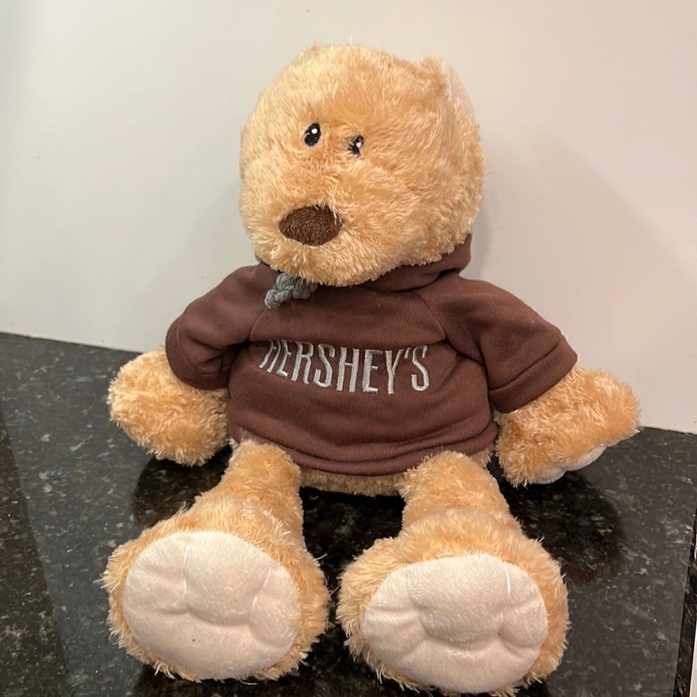 Hershey's Chocolate TAN TEDDY BEAR IN BROWN HOODIE 16" Plush Stuffed Animal Toy